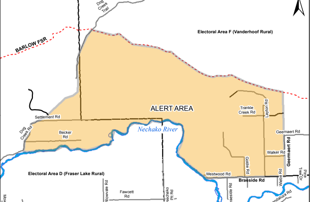 Evacuation alert Northwest of Vanderhoof rescinded