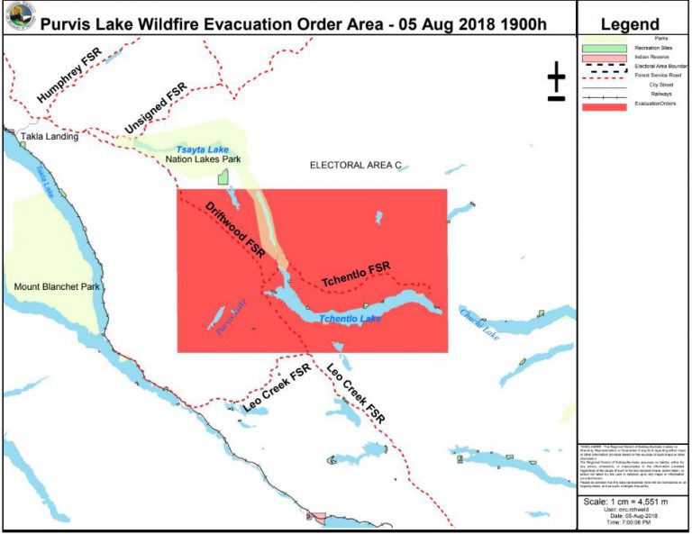 Purvis Lake wildfire forces evacuation order