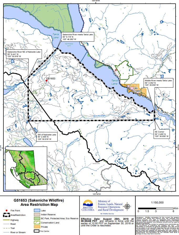 Area restriction order issued northwest of Fort St. James