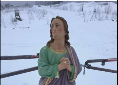 Historic effigy stolen, whacked on head, left in snow for weeks