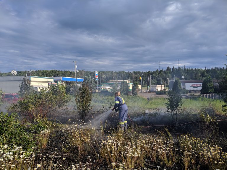 Grass fire started behind Subway