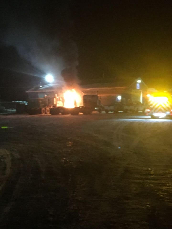Truck in Vanderhoof bursts into flames in the dead of the night