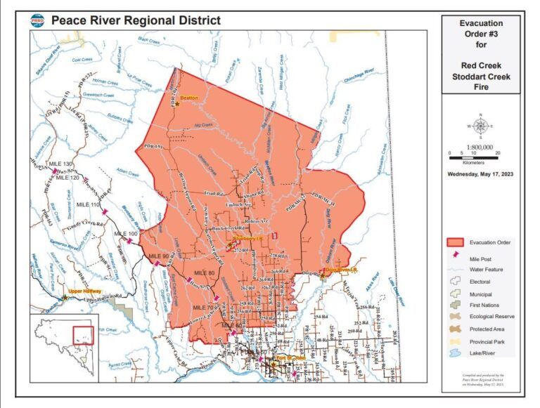 Peace River Regional District updates Evacuation Orders and Alerts surrounding Red Creek and Stoddart Creek fires