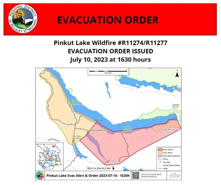 Evacuation order issued for fires south of Babine Lake