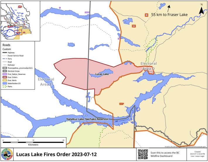 Evacuation Order issued near Lucas Lake, Alert issued for Southeast Nechako