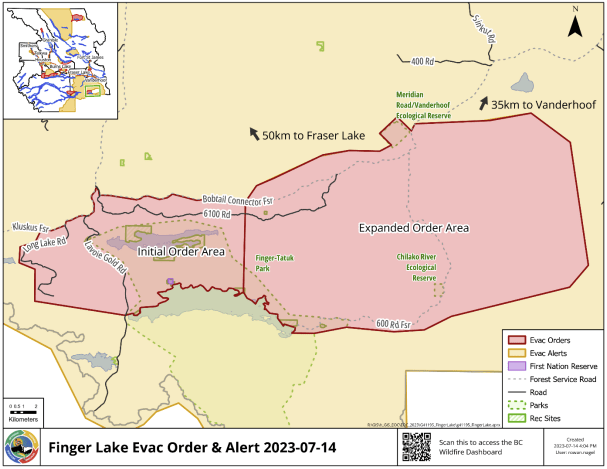 Evacuation Order Expanded near Finger Lake Wildfire
