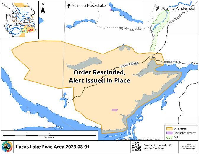 Lucas Lake wildfire evacuation order rescinded