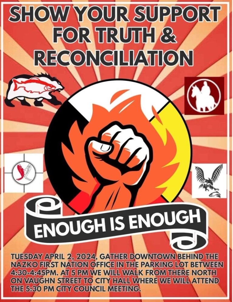 Truth and Reconciliation rally taking place in Quesnel