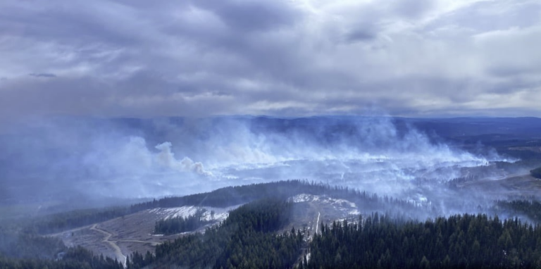 Burgess Creek Wildfire between Williams Lake and Quesnel remains approximately 1,600 hectares