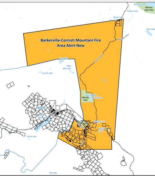 Barkerville-Cornish Mountain fire area under evacuation alert