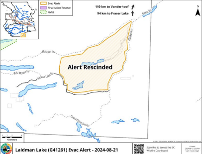 Laidman Lake evacuation alert rescinded