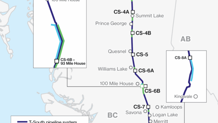 Map showing pipeline routes